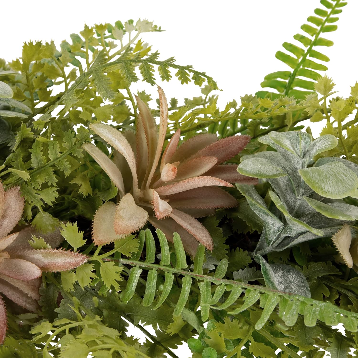 Northlight Fern and Succulents Artificial Spring Teardrop Swag 28 Inch