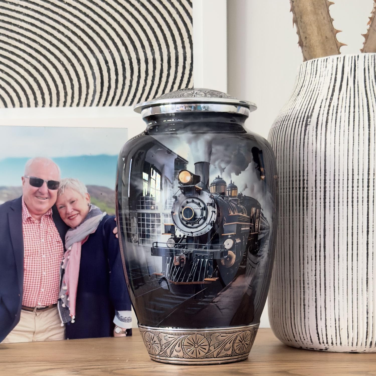 Train Railroad Urn for Human Ashes Handcrafted Memorial