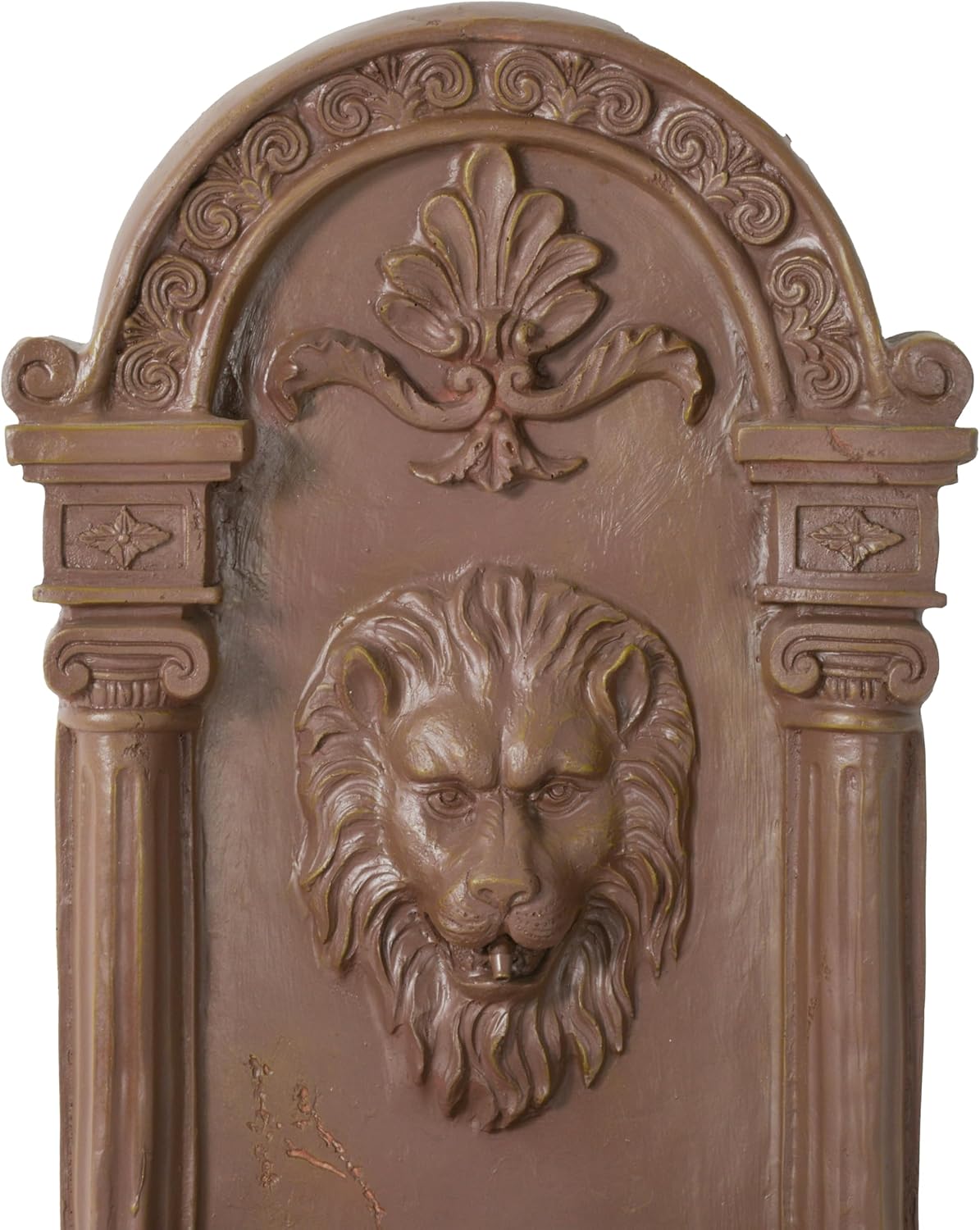 Terra Cotta Lion Wall Fountain - Hanging Design with Ornate Details