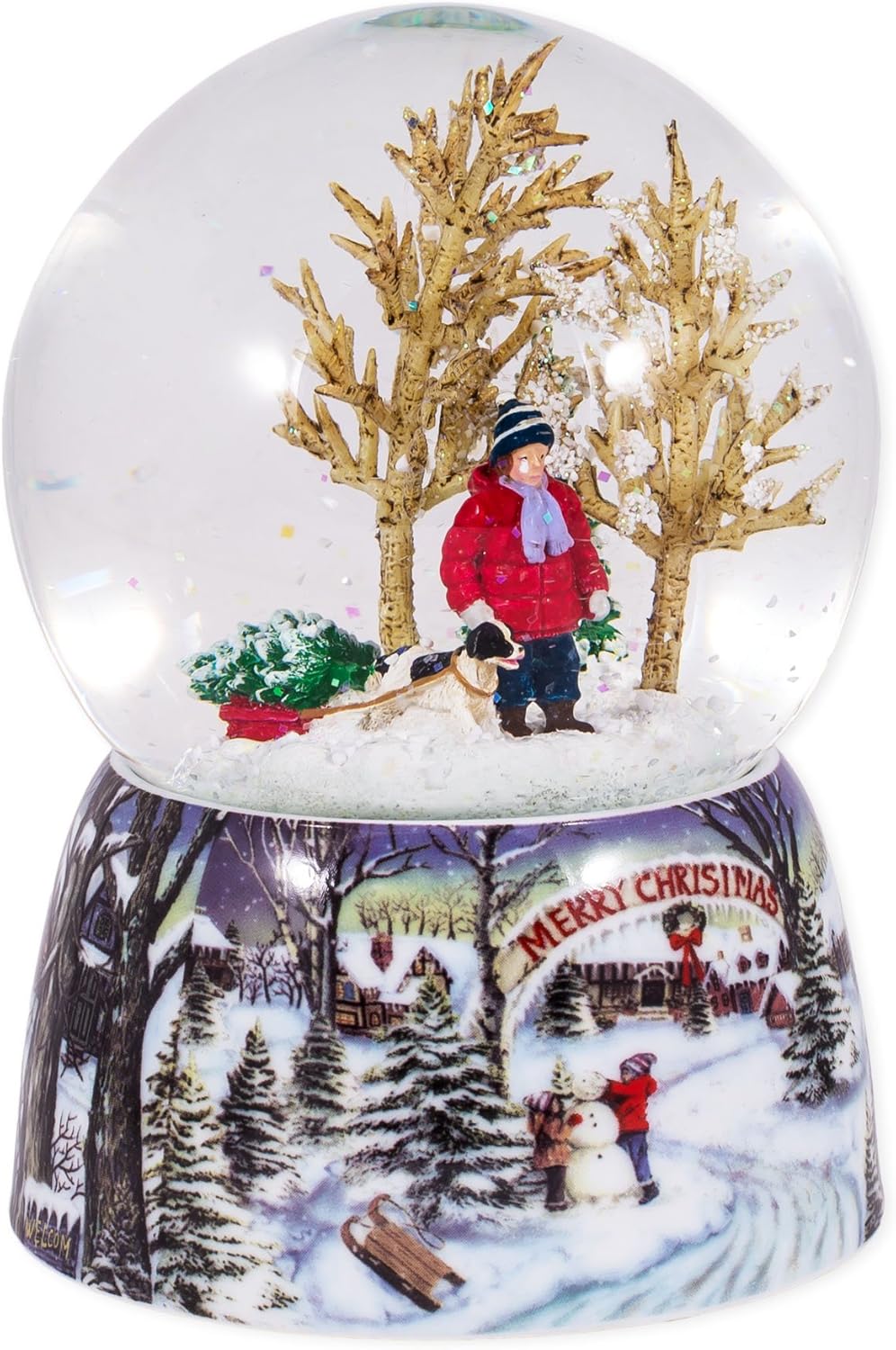 Roman Merry Xmas Snow Globe with Music and Glitter