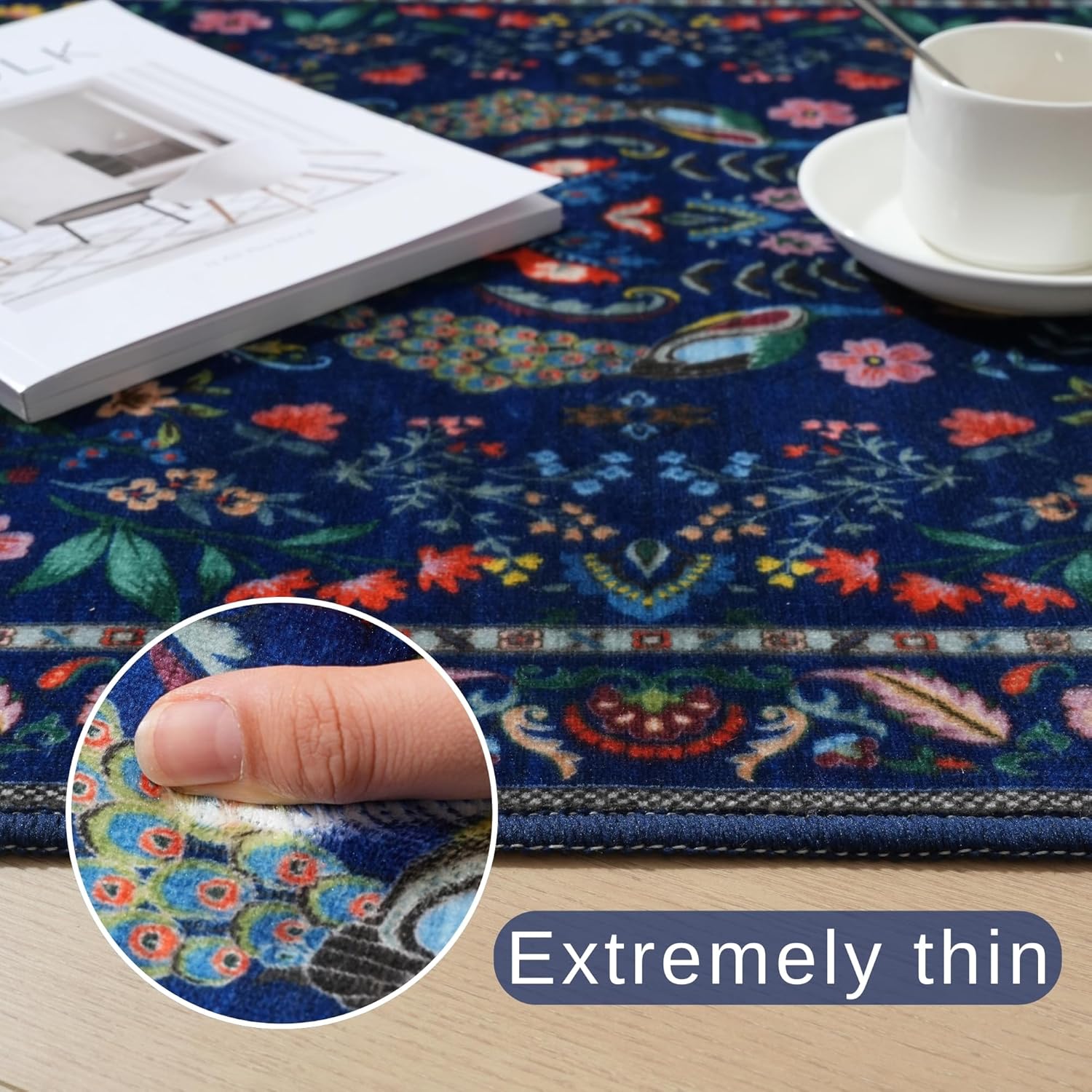 Rugcomf Floral Washable Kitchen Runner Rug