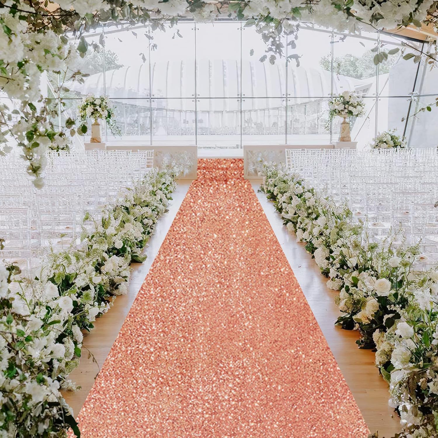 Rose Gold Sequin Aisle Runner Wedding Carpet 2ftx15ft