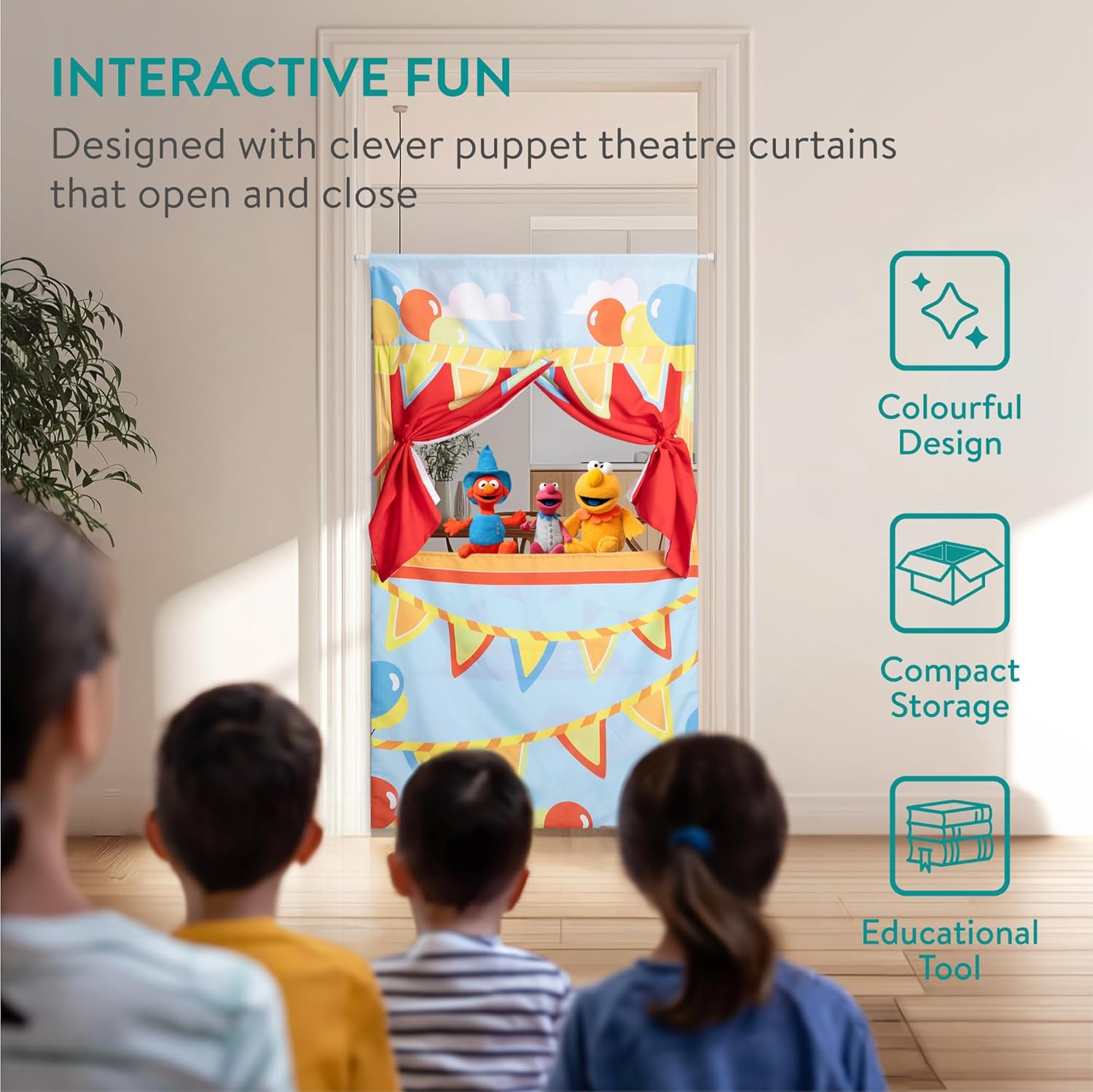 Navaris Double Sided Doorway Puppet Theater Curtain with Rod