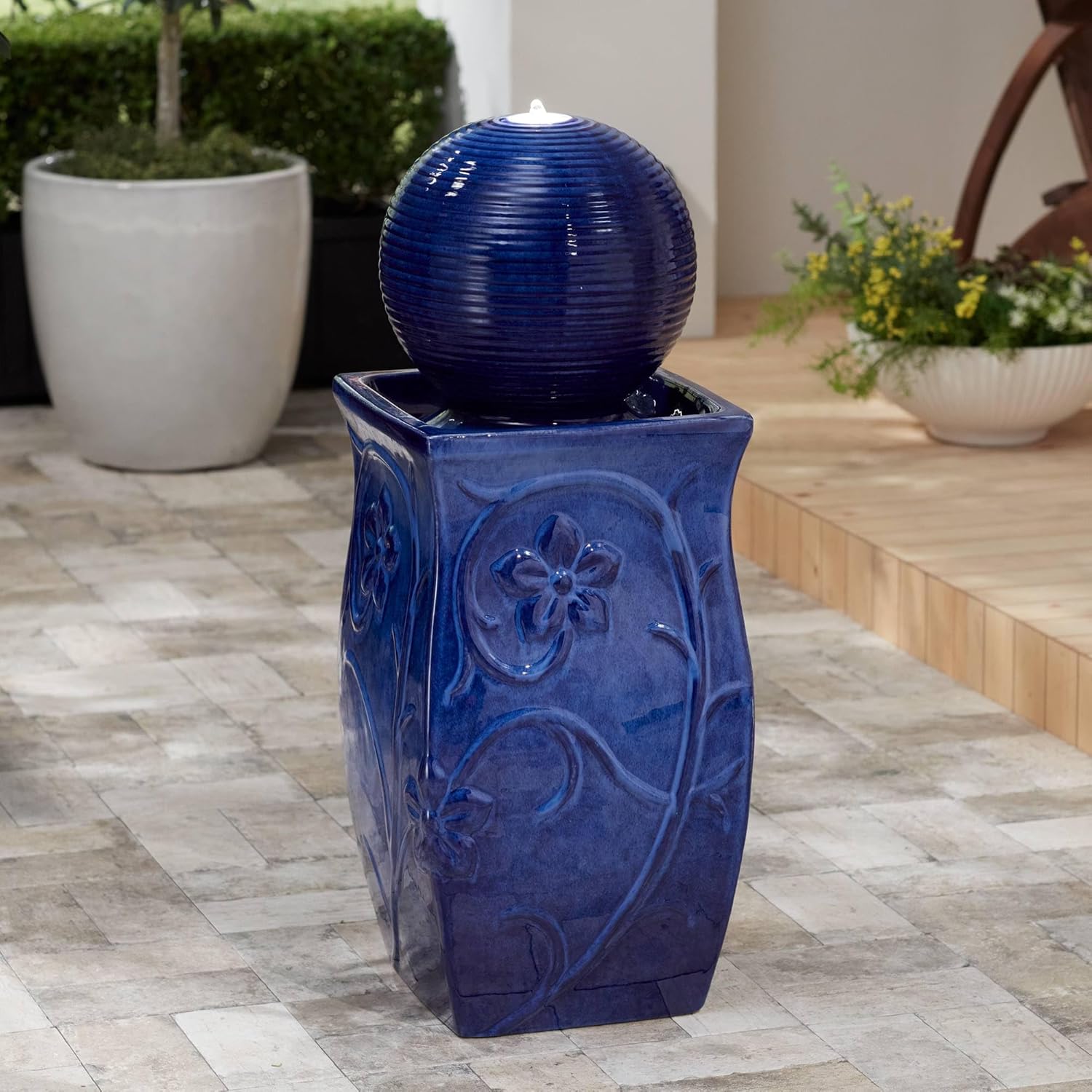 John Timberland Periwinkle Floor Fountain with LED Light