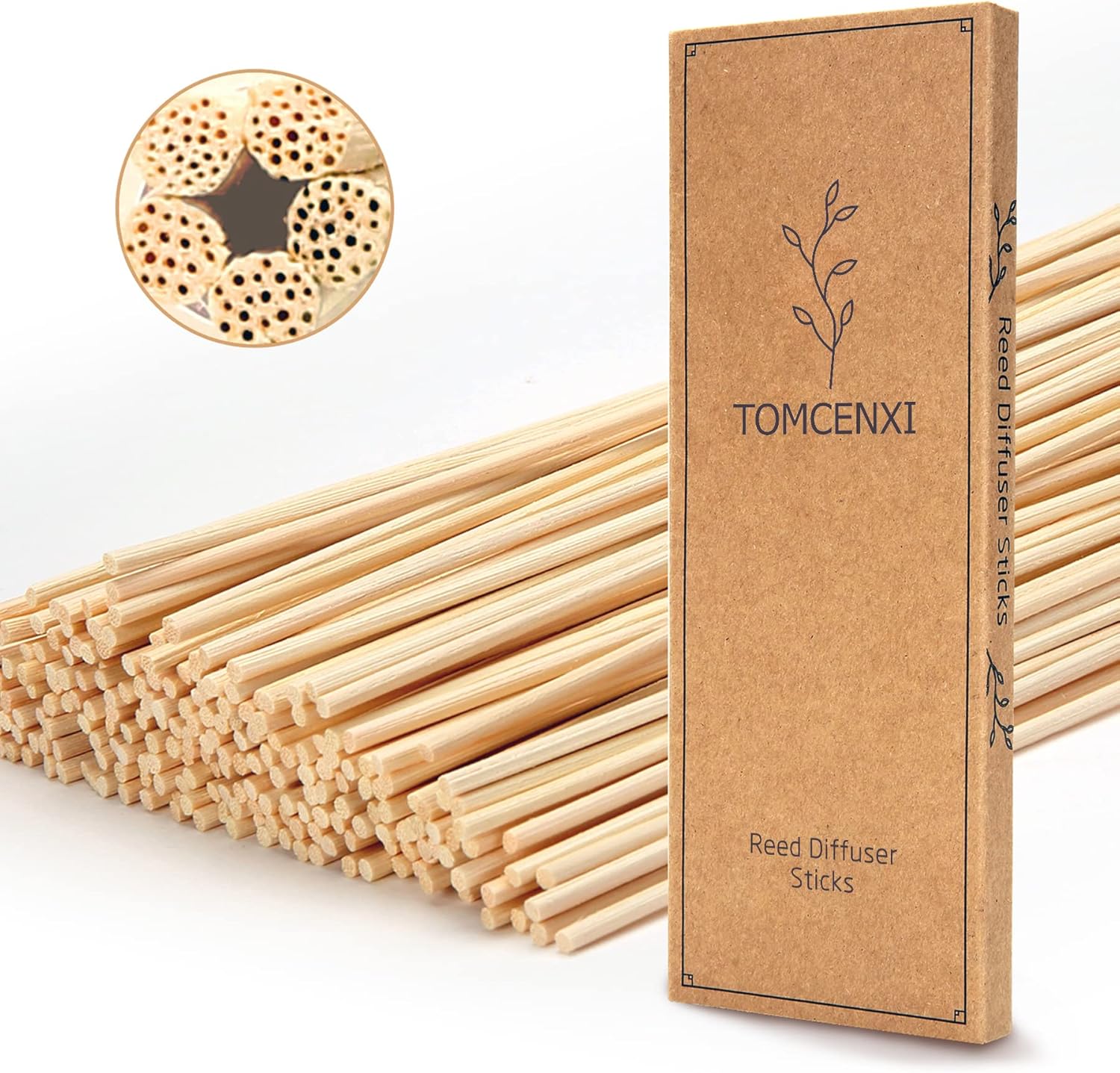 TOMCENXI 120PCS Reed Diffuser Sticks 10 Inch Natural Rattan