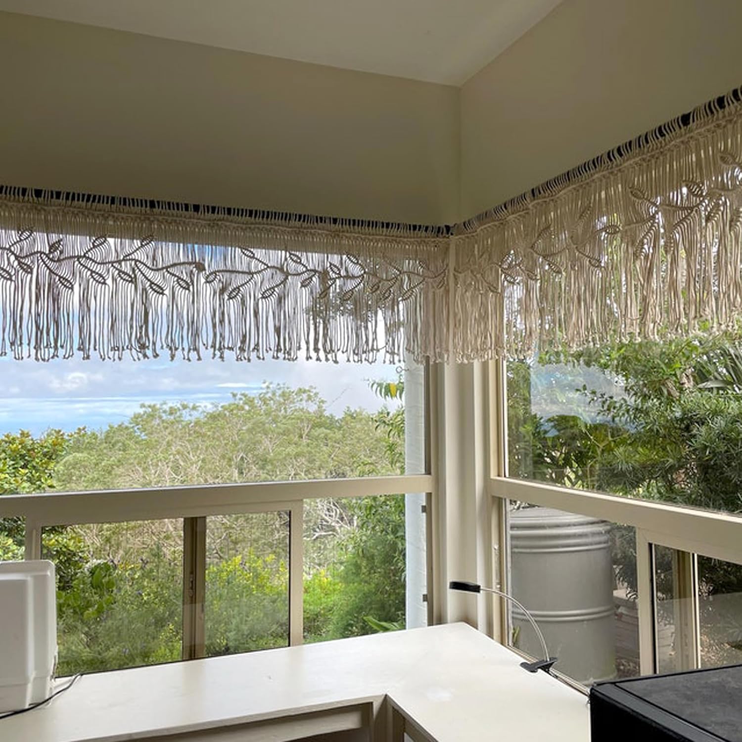 Macrame Valance Curtain for Kitchen 3543x2362 Inch Boho Decor