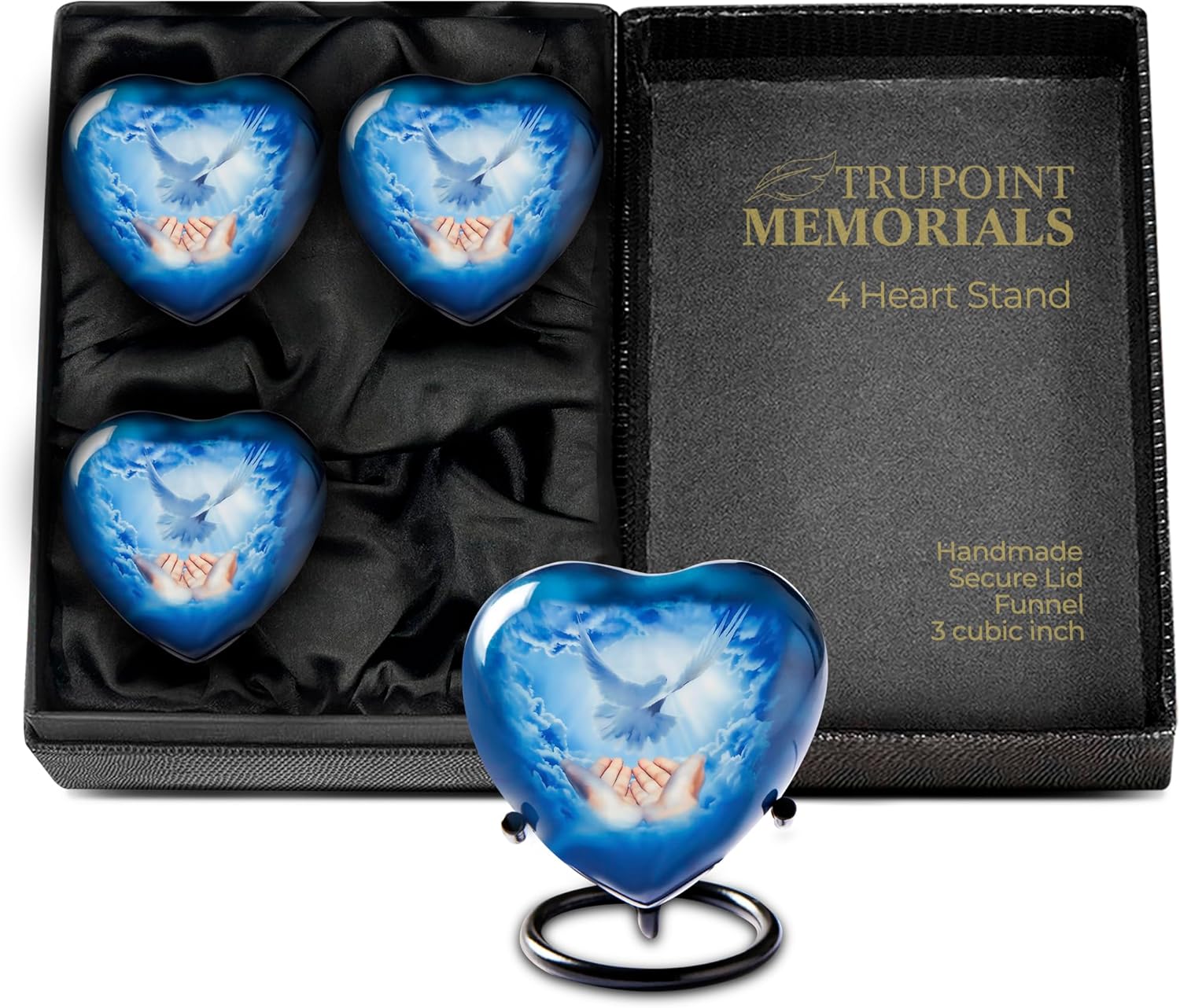 Trupoint Memorials Blue Dove Urn with Stand Set of 4