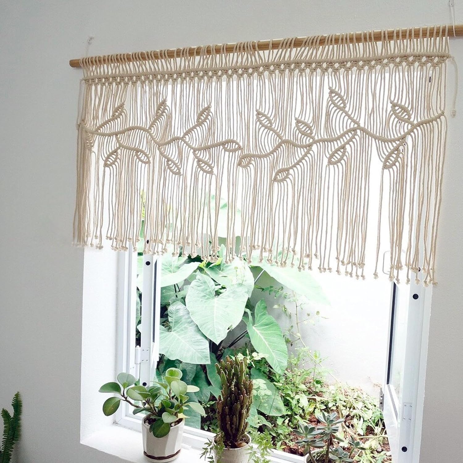 Macrame Valance Curtain for Kitchen 3543x2362 Inch Boho Decor