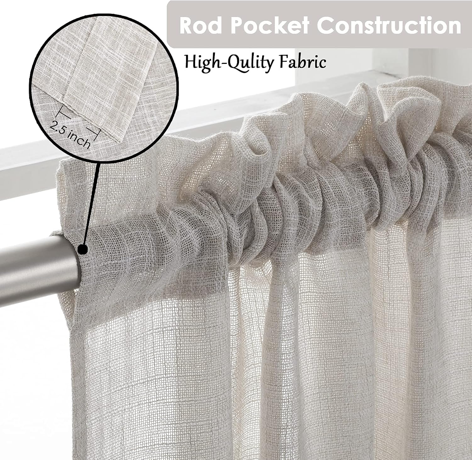 Beda Home Tassel Linen Textured Swag Curtain Valance for Farmhouse Kitchen