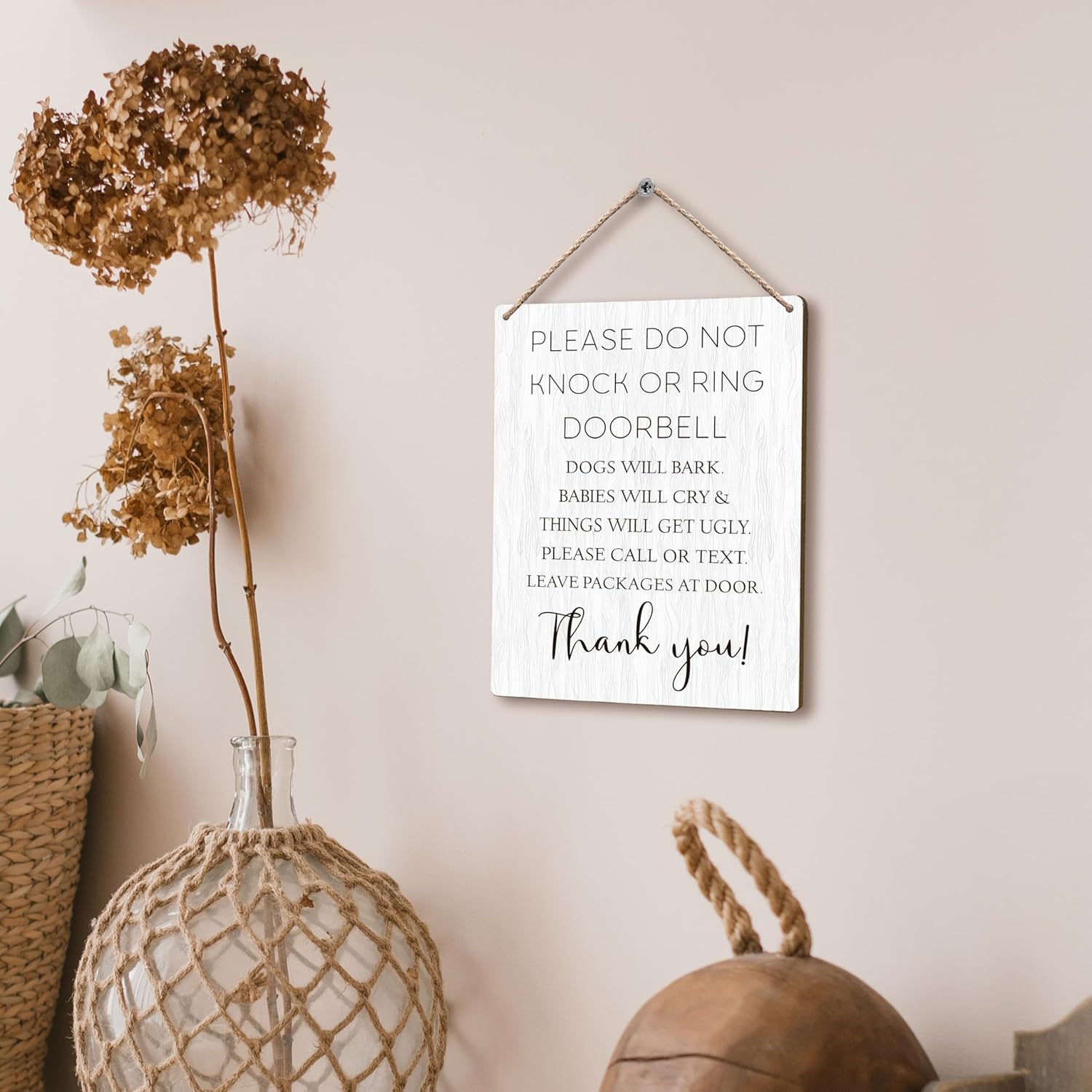 Please Do Not Knock or Ring Doorbell Wooden Sign 8x10