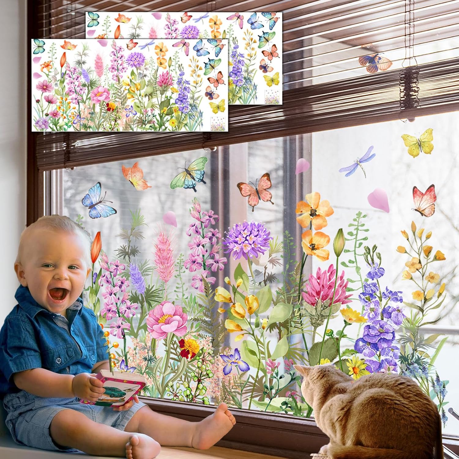PASUXI 2 Sets Flower Window Clings for Glass Windows