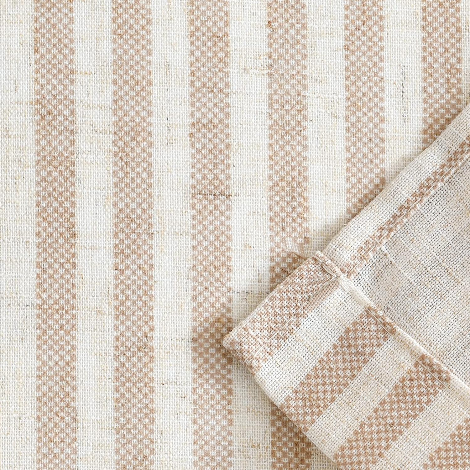 Jinchan Linen Valance Curtain 16 Inch Tan on Beige 1 Panel