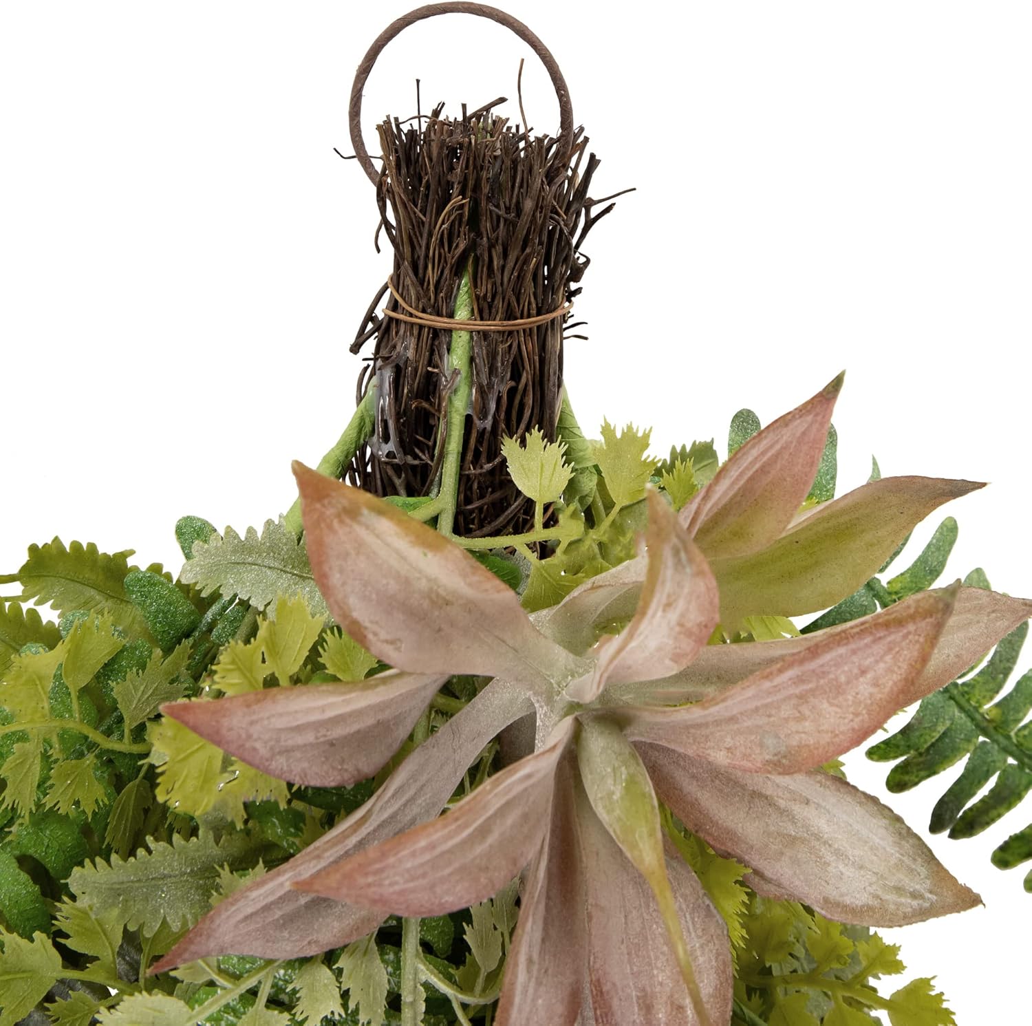 Northlight Fern and Succulents Artificial Spring Teardrop Swag 28 Inch