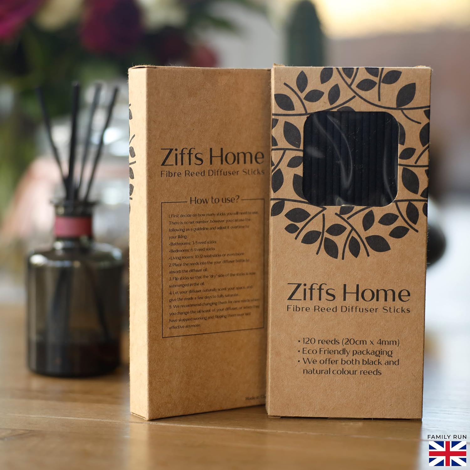 Ziffs Home 120pcs Black Fibre Reed Diffuser Sticks
