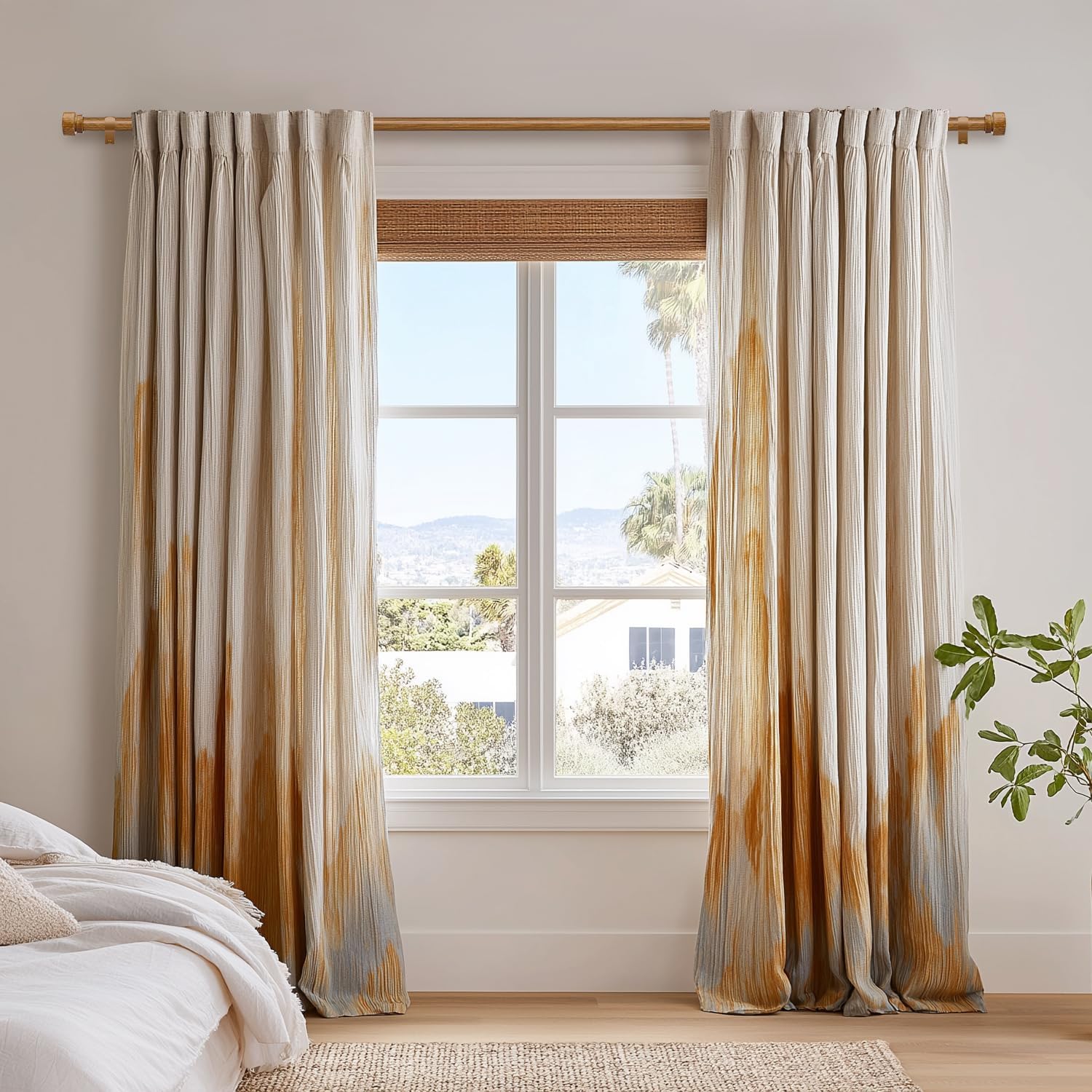 2 Pack Wood Curtain Rods for Windows 28 to 48 Inches