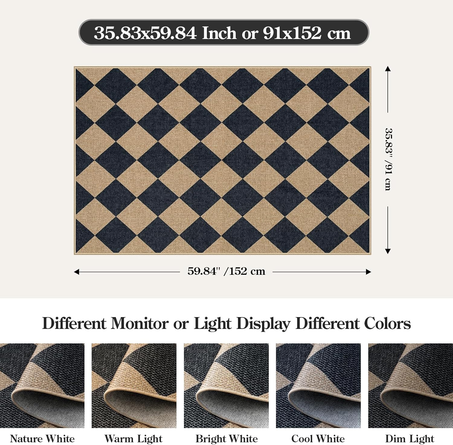 Lahome Checkered 3x5 Jute-Like Outdoor Rug