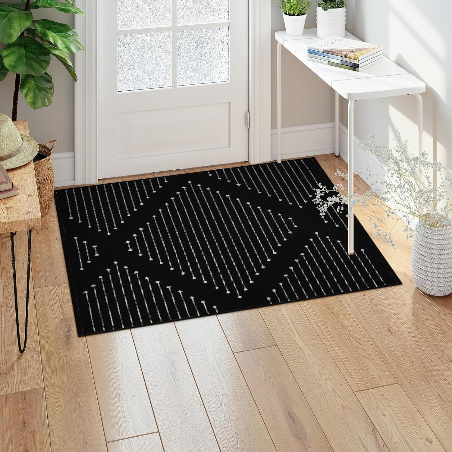 Livebox Black Boho Entry Rug 24 x 37