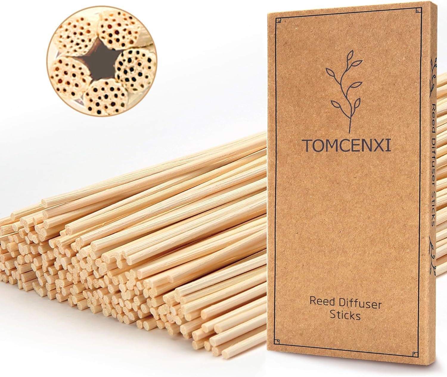 TOMCENXI 120PCS 75 Inch Reed Diffuser Sticks Natural Rattan Refills
