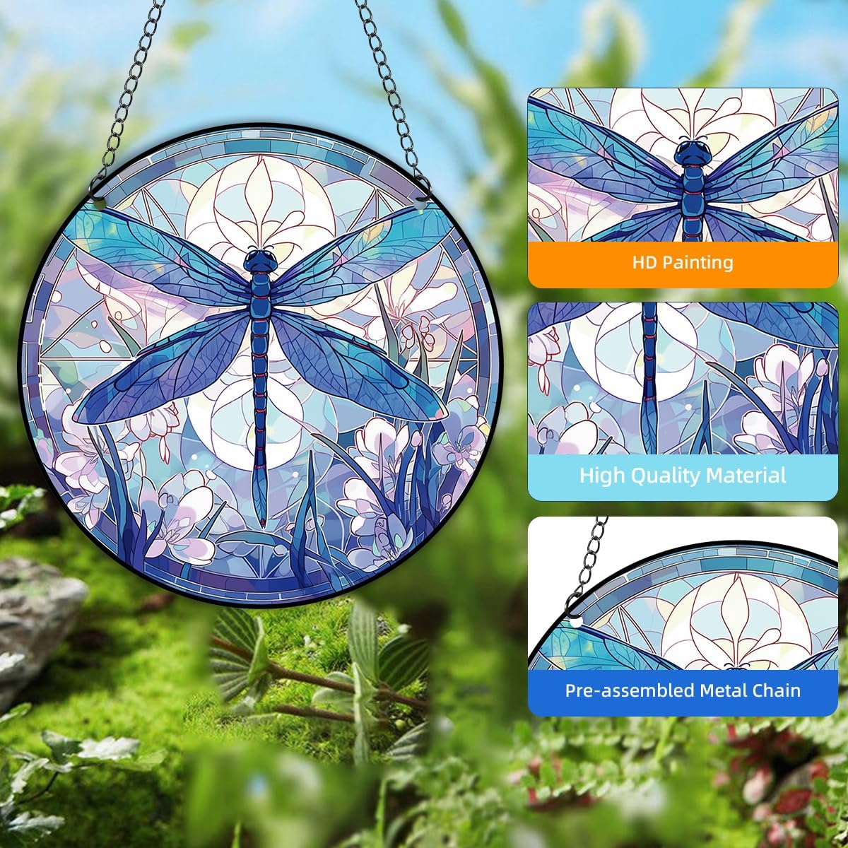 Dragonfly Stained Acrylic Window Decor Panels