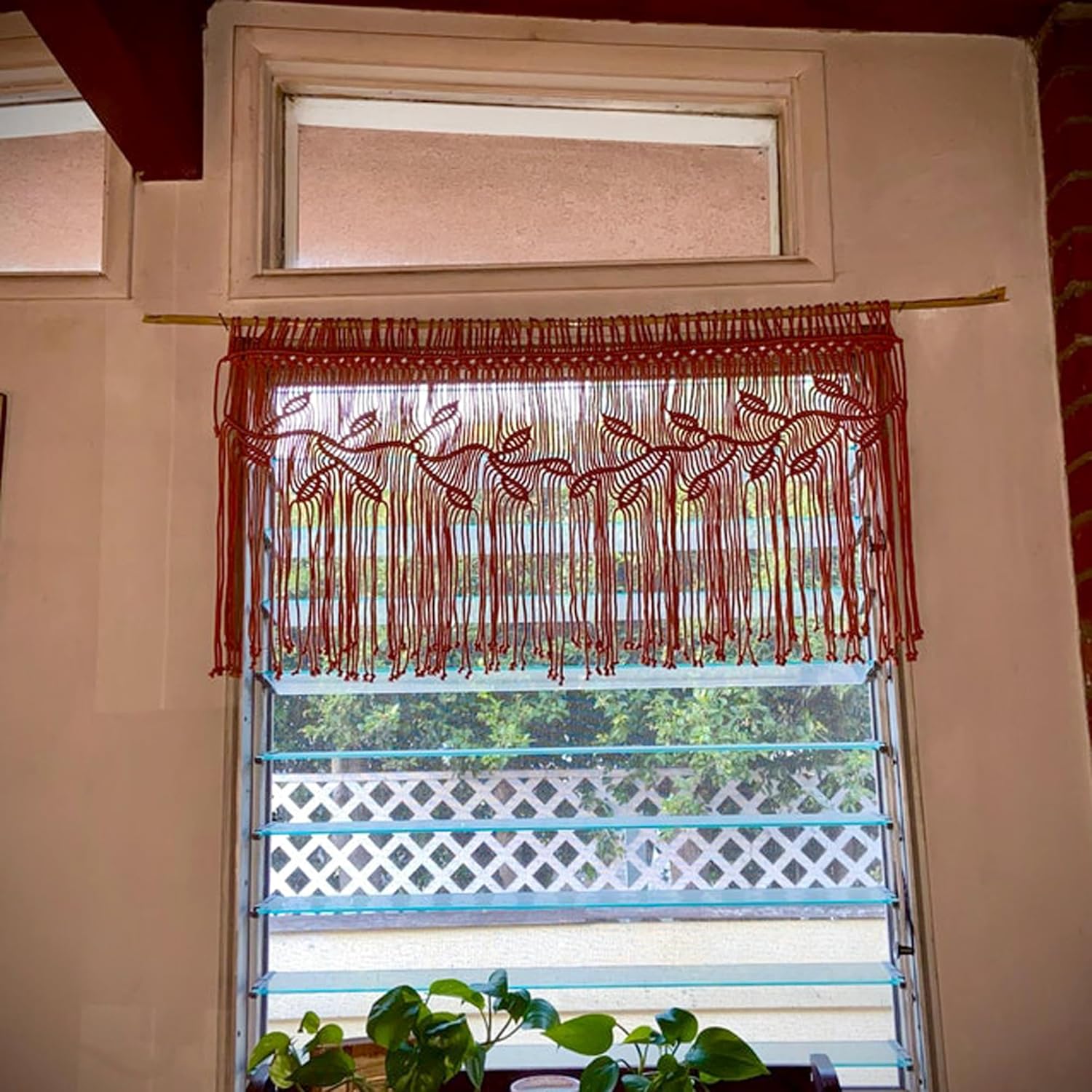 Macrame Valance Curtain for Kitchen 3543x2362 Inch Boho Decor