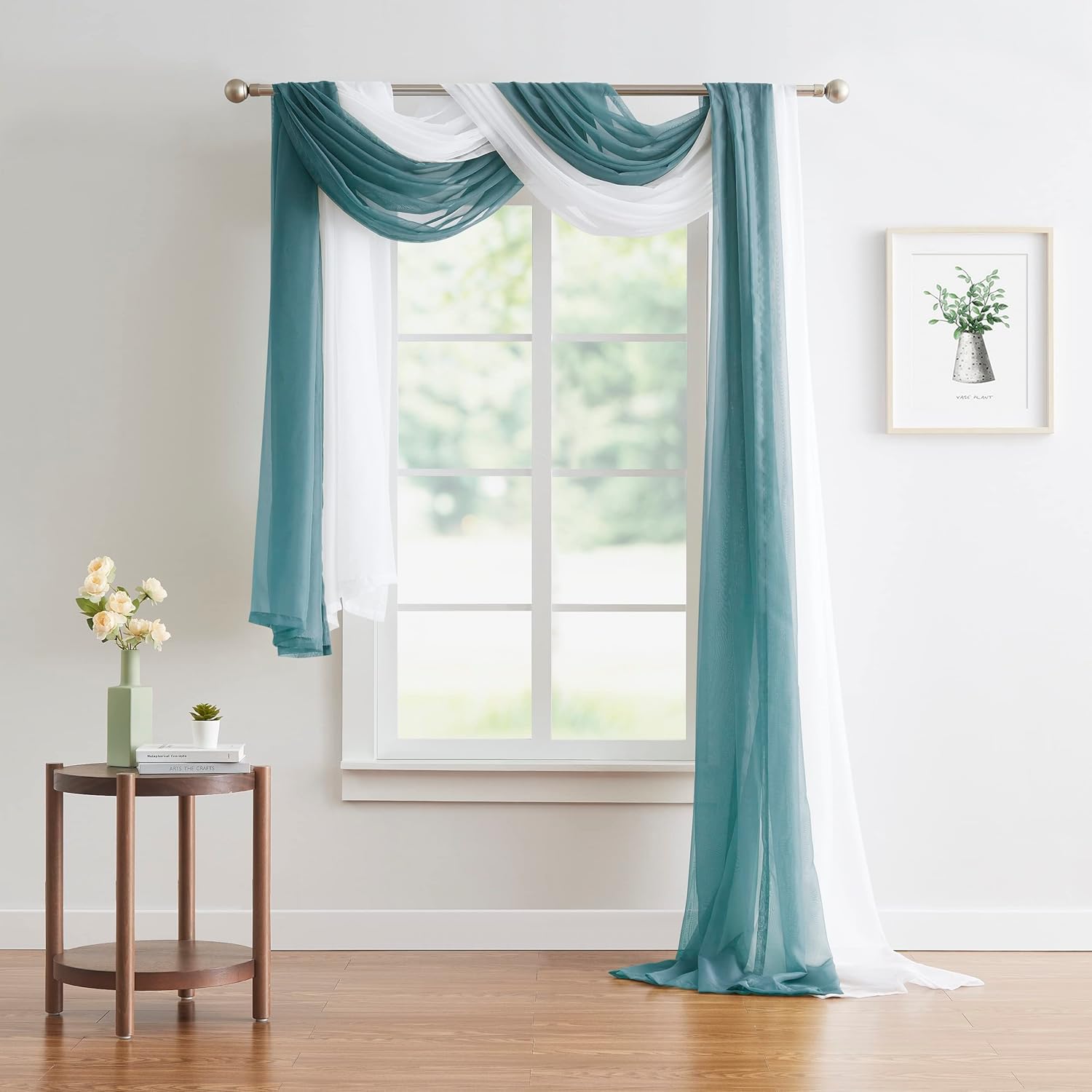Warm Home Designs Dusty Blue Sheer Window Scarf - 54x216 Inches