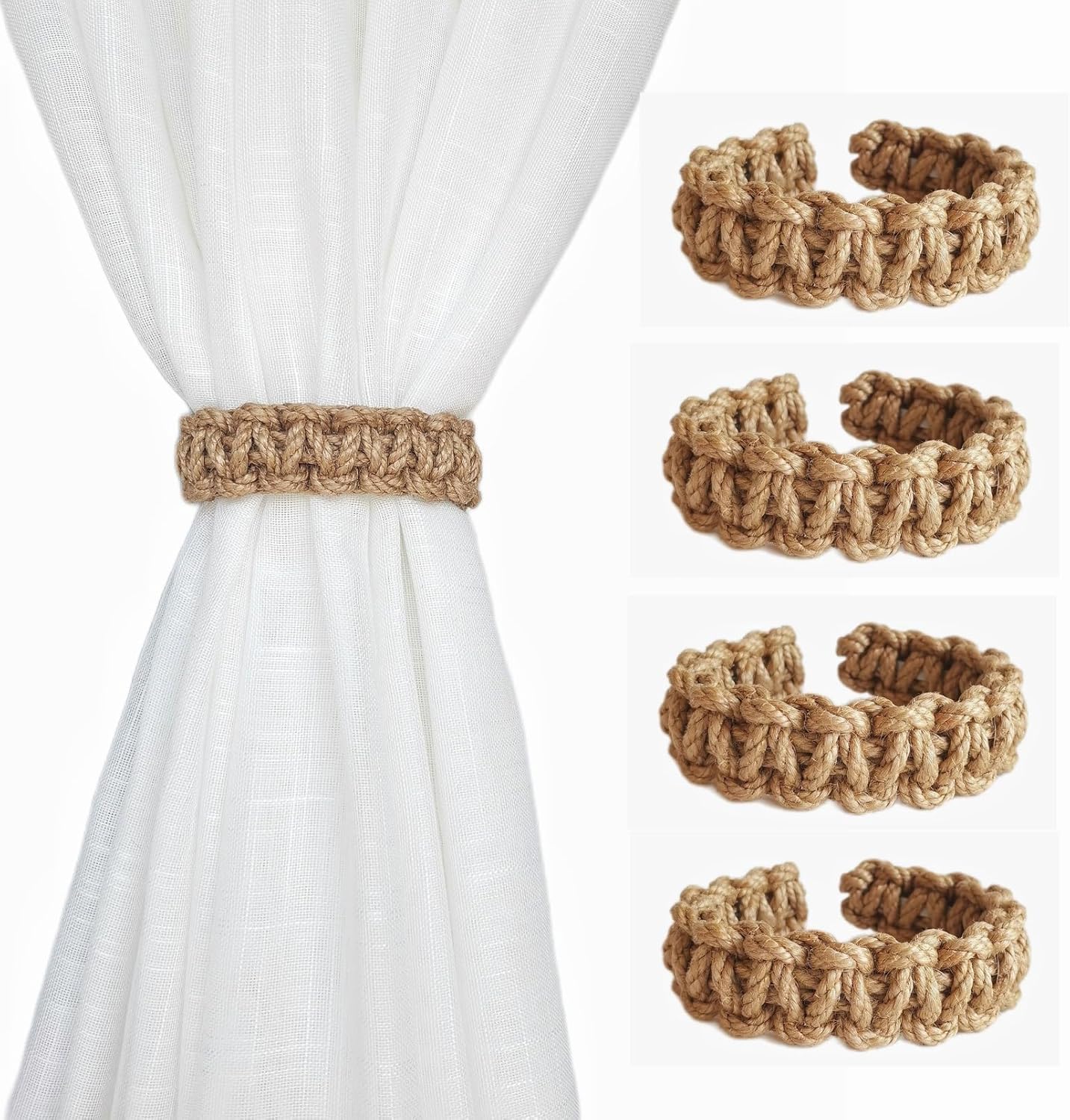 Elkpruu Braided Curtain Tiebacks Set of 4