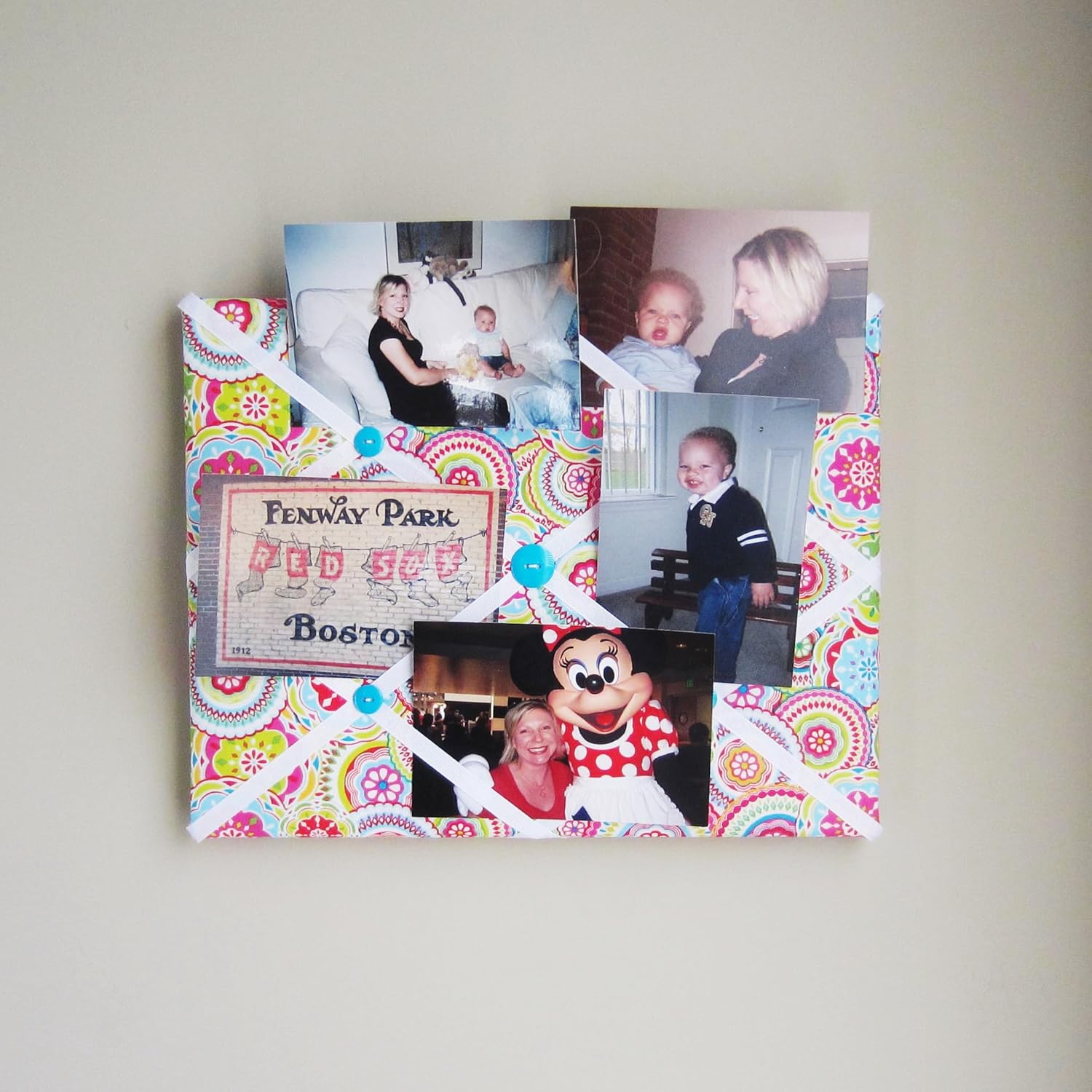 11x14 French Memory Board Mosaic Pink Blue Green