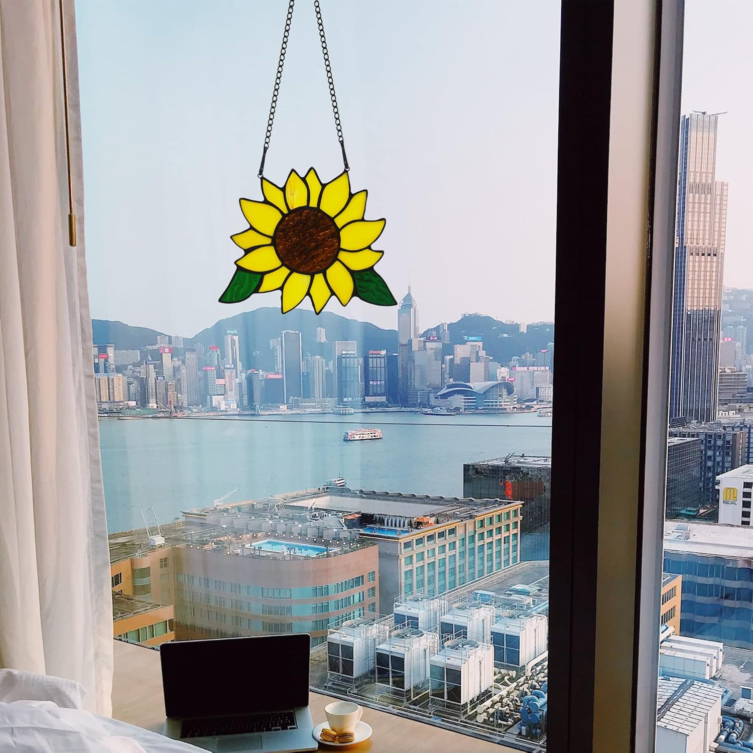 Stained Glass Sunflower Window Hanging Decor