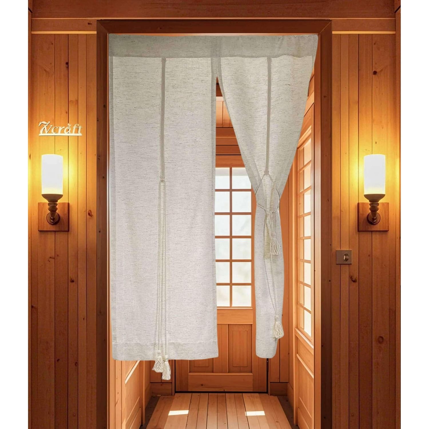 Japanese Noren Curtain Natural Beige Linen Doorway Tapestry