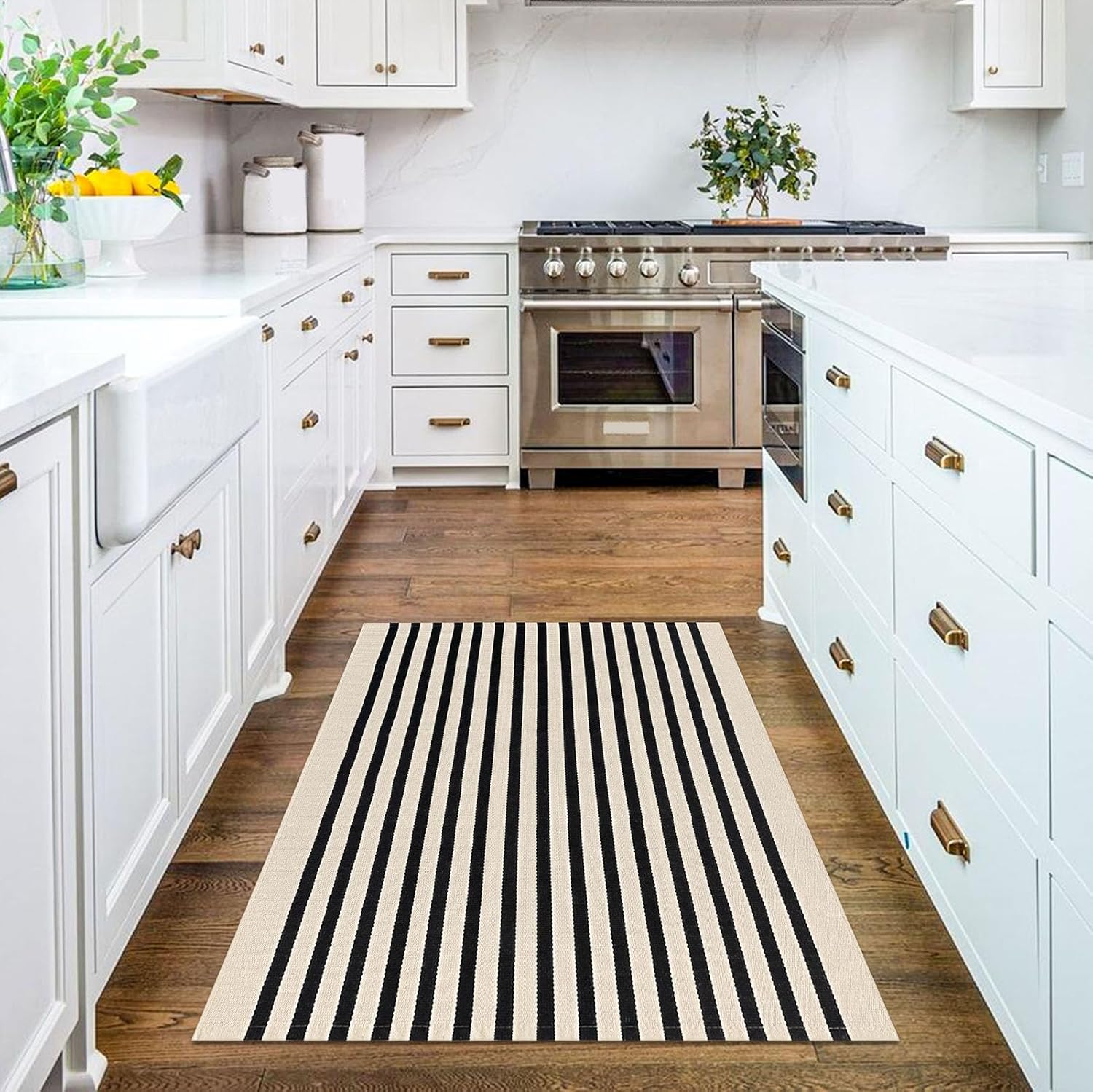 KILOCOCO Beige Striped 3x5 Area Rug