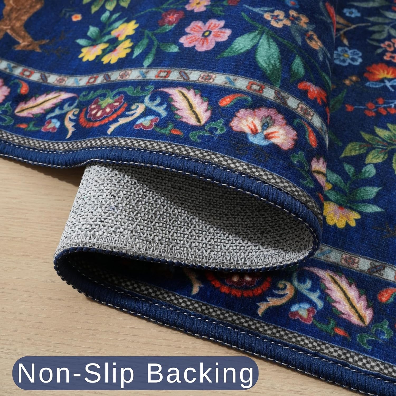 Rugcomf Floral Washable Kitchen Runner Rug