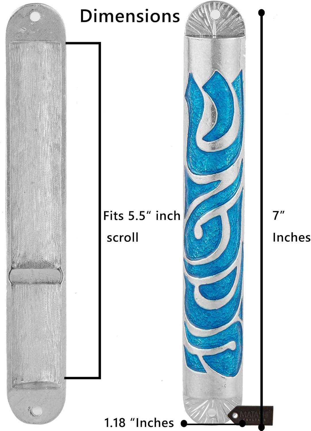 Matashi Hand Painted Blue Enamel Mezuzah Decor
