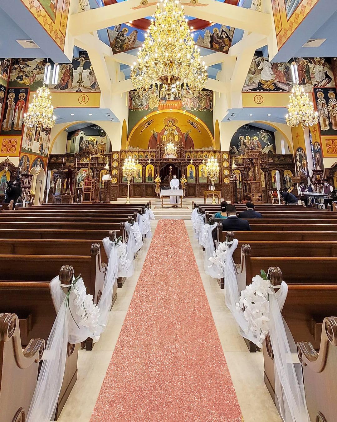 Rose Gold Sequin Aisle Runner Wedding Carpet 2ftx15ft