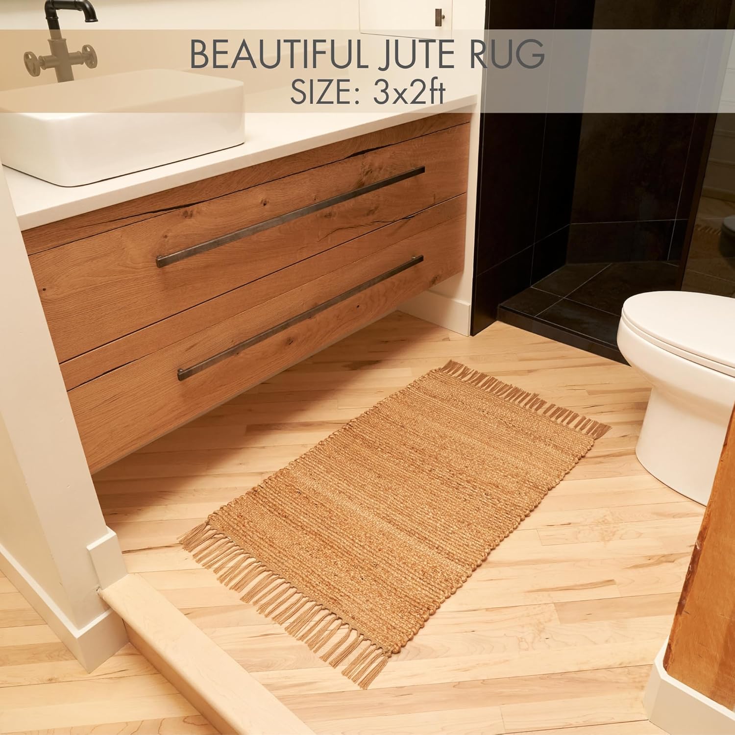 KIBAGA 2x3 ft Jute Rug - Boho Decor Entry Area Rug