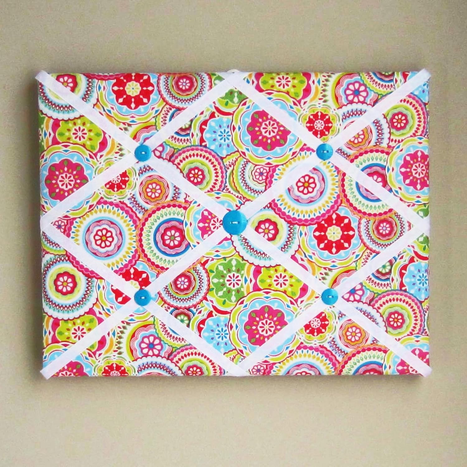 11x14 French Memory Board Mosaic Pink Blue Green