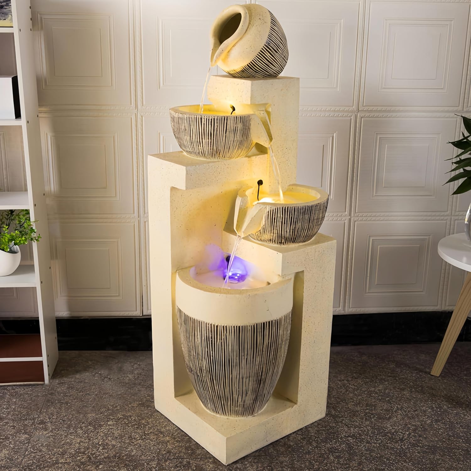 Fengshui Caishen Indoor Water Fountain Yellow