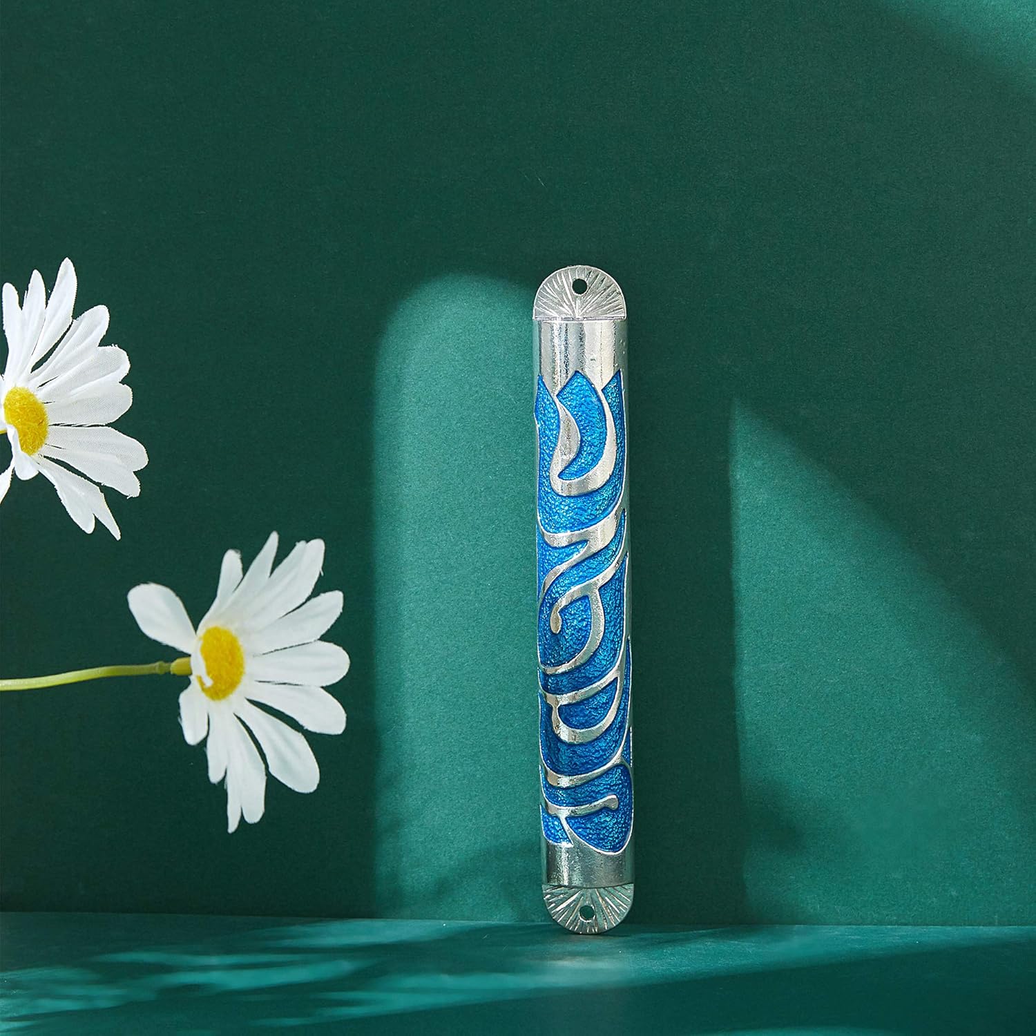 Matashi Hand Painted Blue Enamel Mezuzah Decor