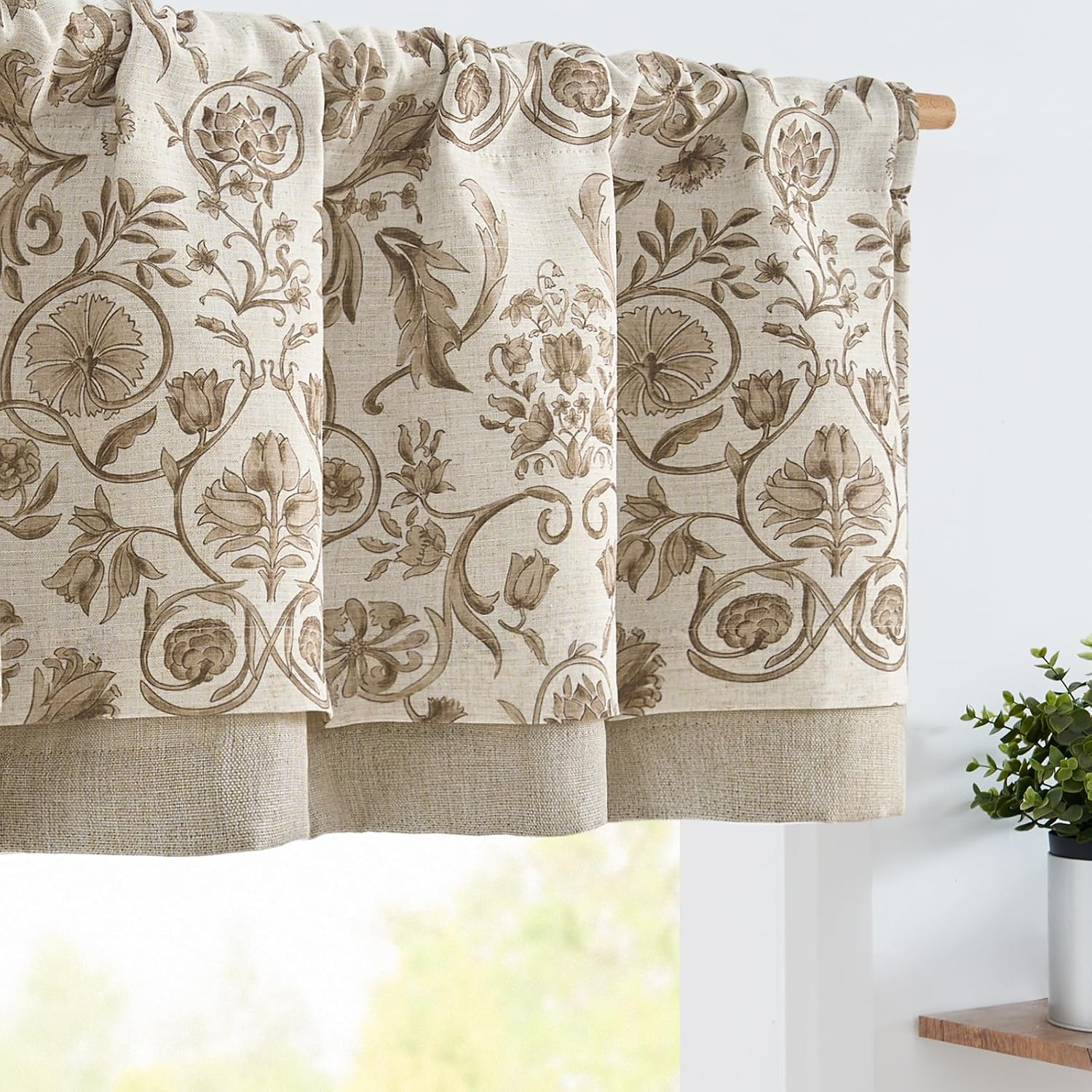 Jinchan Double Layer Linen Valance Window Curtain