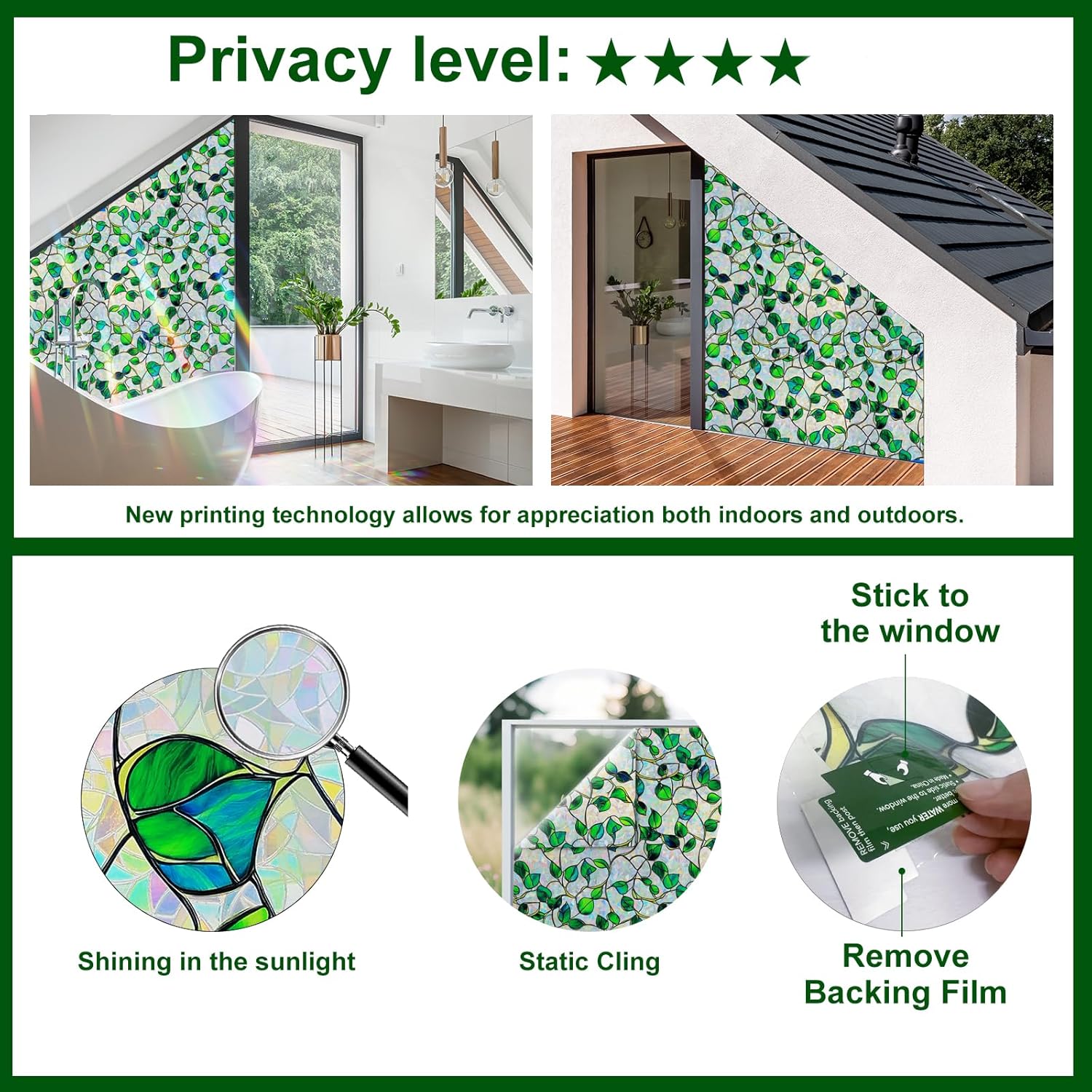 Somwise Window Privacy Film with Rainbow Holographic Effect