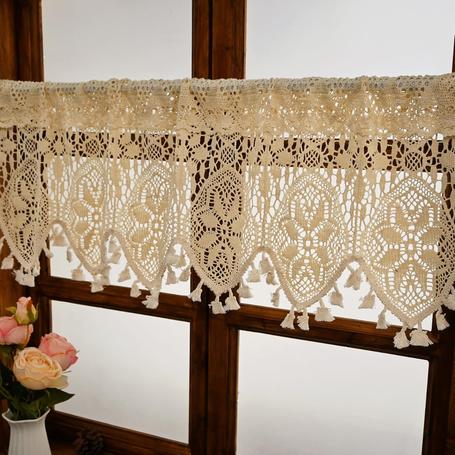 Retro Crochet Valance for Kitchen Window 1 Panel