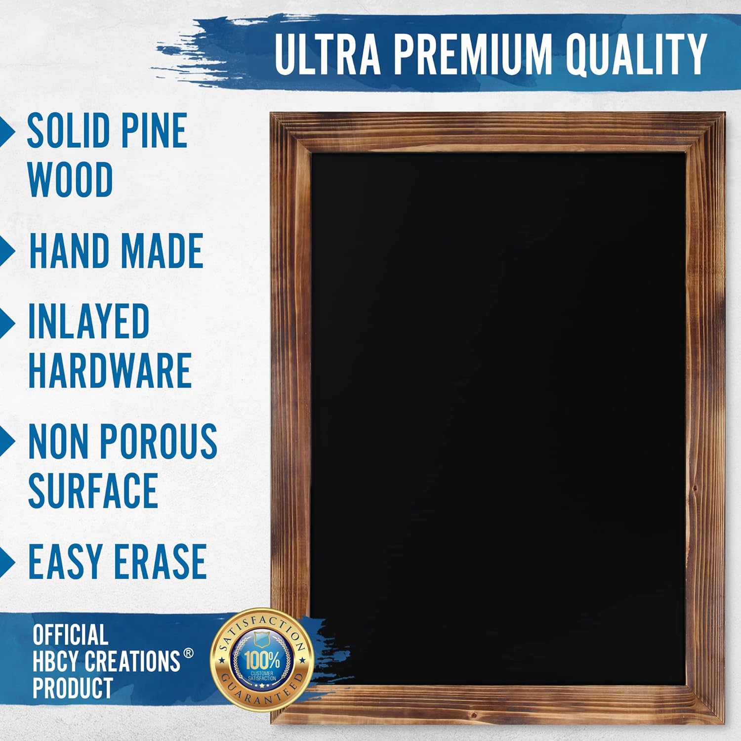 HBCY Creations 18 x 24 Torched Brown Wood Frame Chalkboard
