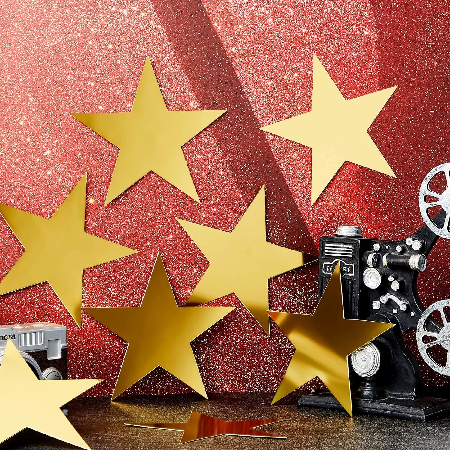 Leinuosen 80 pcs 6 Inch Gold Stars Cutouts Decorations