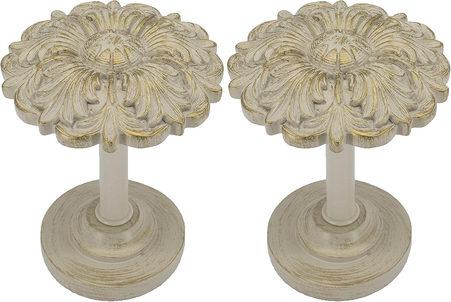 MERIVILLE Fleur Window Drapery Holdbacks Set of 2 French White with Gold