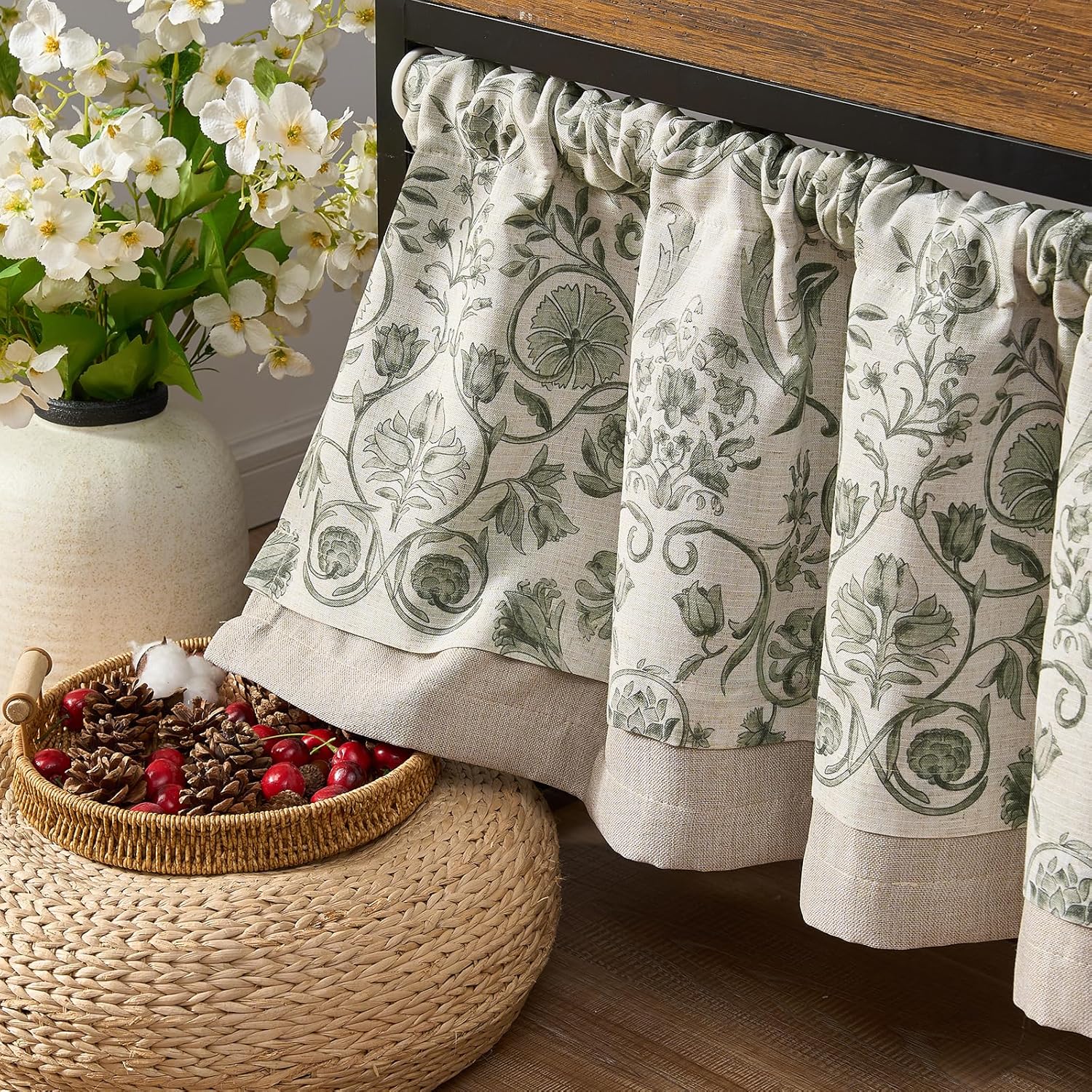 Jinchan Double Layer Linen Valance Window Treatment
