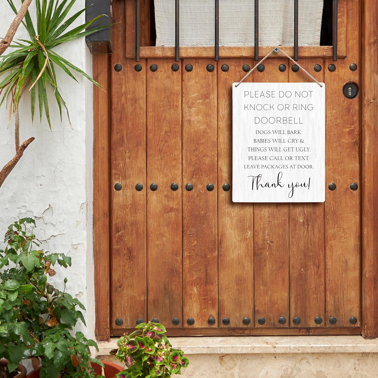 Please Do Not Knock or Ring Doorbell Wooden Sign 8x10