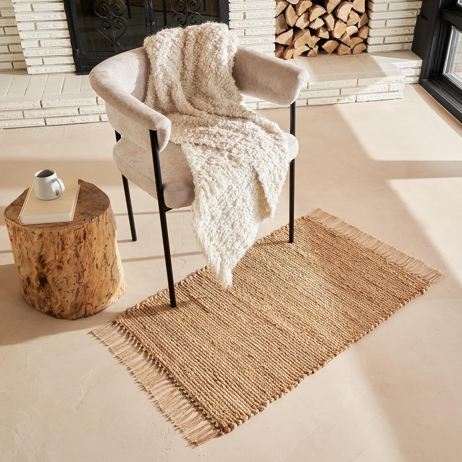 KIBAGA 2x3 ft Jute Rug - Boho Decor Entry Area Rug