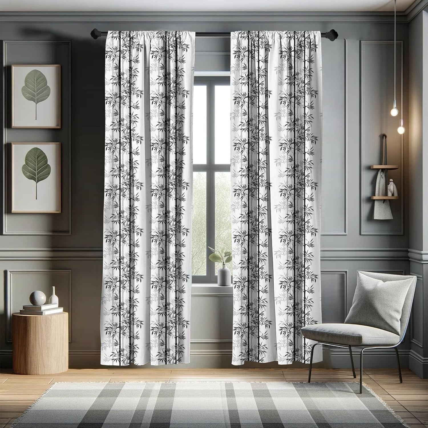 Ambesonne Tree of Life Curtains 2 Panel Set Pale Grey Off White