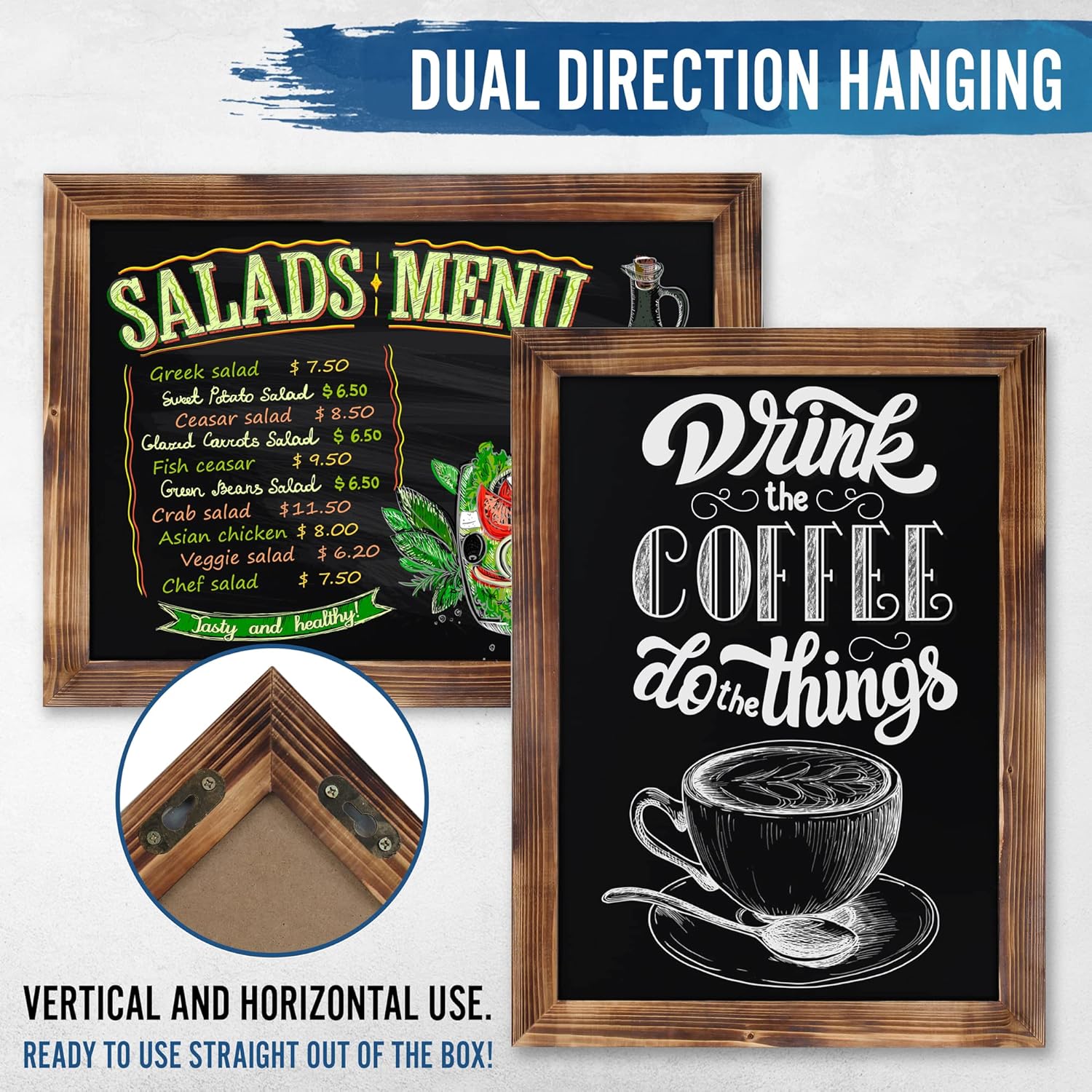 HBCY Creations 18 x 24 Torched Brown Wood Frame Chalkboard