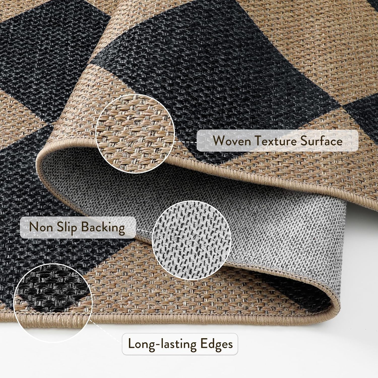 Lahome Checkered 3x5 Jute-Like Outdoor Rug