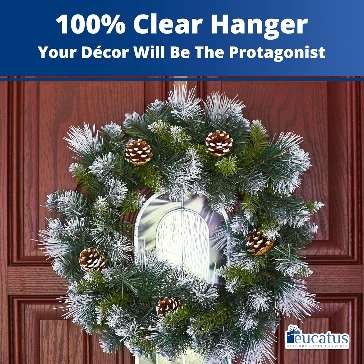 EUCATUS 12 Inch Clear Wreath Hanger for Doors and Windows